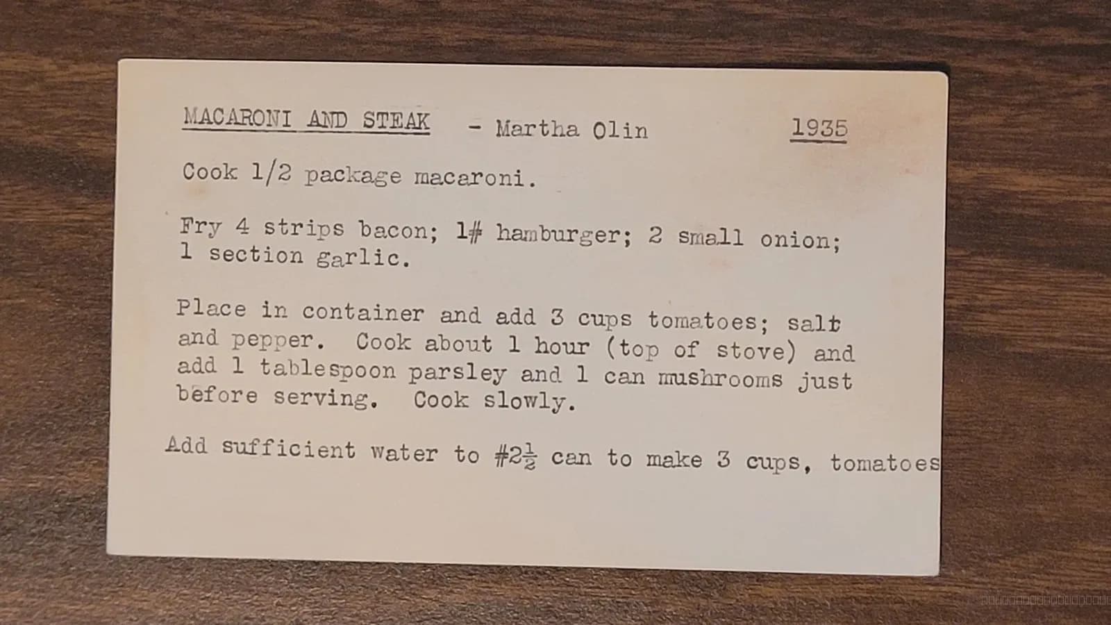 Scan of Macaroni and Steak